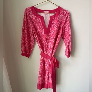 Lilly Pulitzer Anya Dress Border Pink Salmon Elite Status Tie Waist Belt Size 4